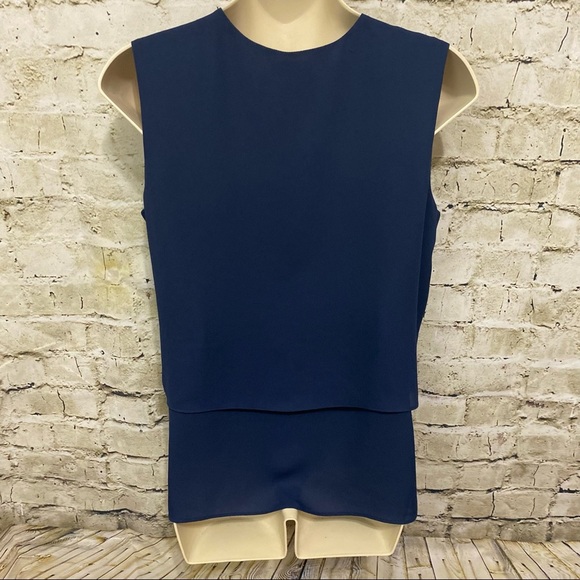 The Limited Blue Sleeveless Tiered Hidden Button Up Blouse - Picture 3 of 5